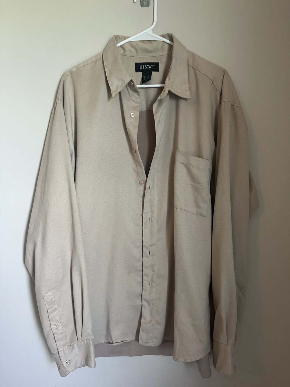 111 State Men's Long Sleeve Button Down Shirt Tan Size XL